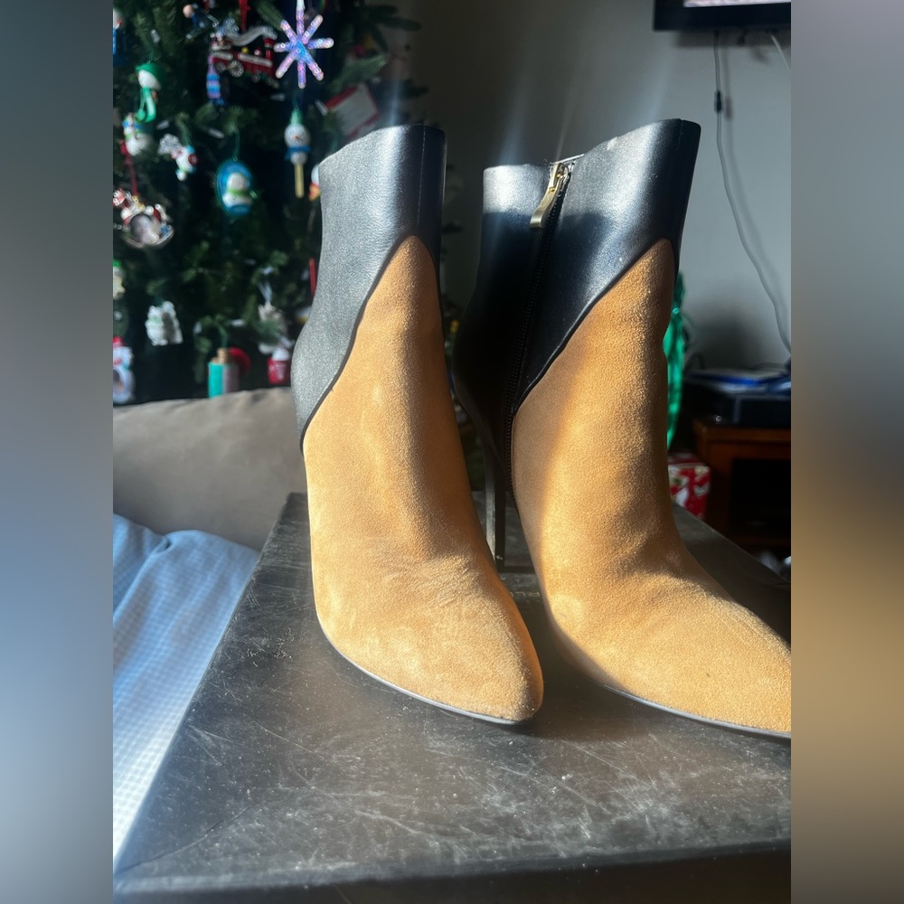 Charles by Charles David nude black suede and leather booties.